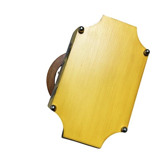 Vintage Wooden Folk Art Brown Yellow Floral Décolletage 1960s Purse Mirror Retro - Picture 5 of 12